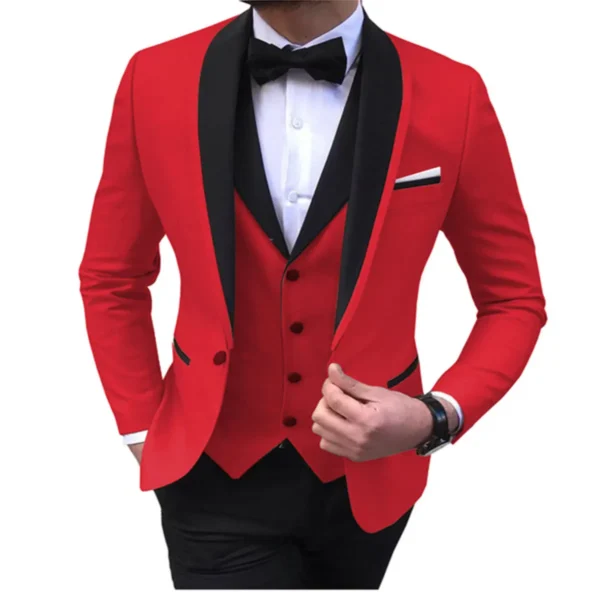 Men's Blue Slit Tuxedo | 3-Piece Suit (Blazer, Vest, Pants) | Wedding Groom & Groomsmen 2