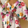 Bohemian Print Mini Dress | Women's Summer Beach Dress | V-Neck, Batwing Sleeve