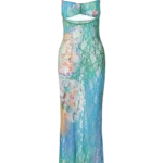 Lace Print Cut Out Maxi Dress Bodycon Sexy Party Club Y2K Outfits Streetwear Bandage Dress 6