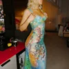 Lace Print Cut Out Maxi Dress Bodycon Sexy Party Club Y2K Outfits Streetwear Bandage Dress