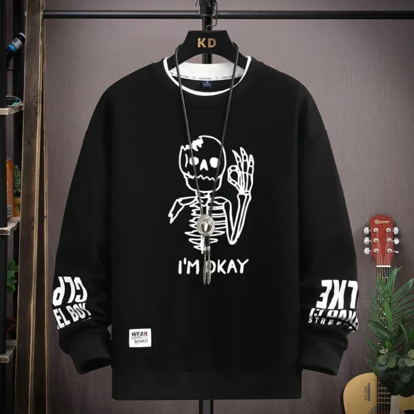 Cool Bear Print Men's Sweatshirt | Khaki O-Neck Long Sleeve T-Shirt | Autumn Fashion | Harajuku Design 6