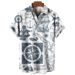 Men's Short Sleeve Nautical Compass Anchor Print Shirt - Summer Fashion Casual Loose Fit Top - S-5XL 3