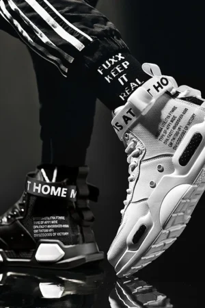 Men's High Top Fashion Leather Sneakers | Trendy & Comfortable Casual Shoes