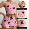 Love Printing Pajamas Set Sleepwear 2 PCS Short Tank Tops And Shorts 3