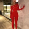Sparkly Rhinestone Jumpsuit | Off-Shoulder Long Sleeve Romper 5