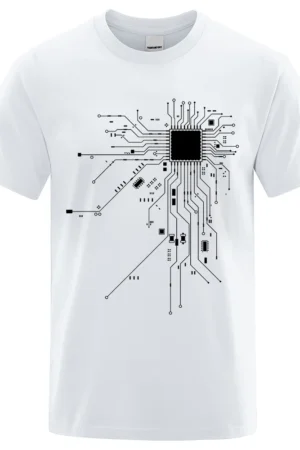 Cool CPU Processor Circuit Board T-Shirt for Men - Funny Summer Cotton Top