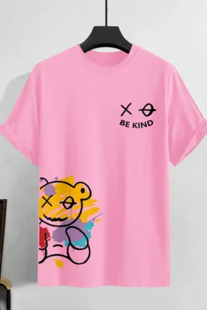 Casual Men's "Be Kind" Cartoon Print T-Shirt - Loose Fit Cotton 2