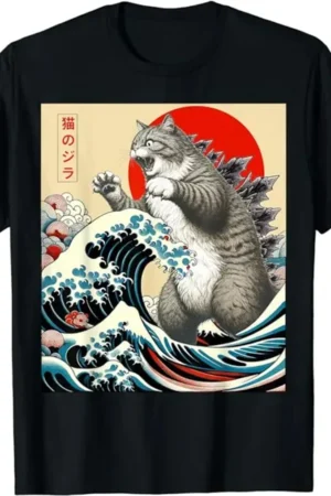 Cat Lover Gift - Catzilla T-Shirt - Japanese Art Cat Tee