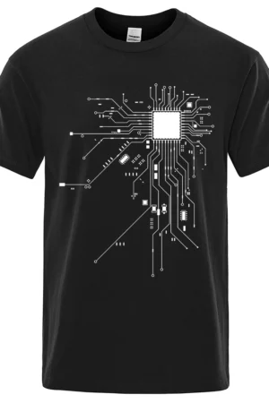 Cool CPU Processor Circuit Board T-Shirt for Men - Funny Summer Cotton Top 2