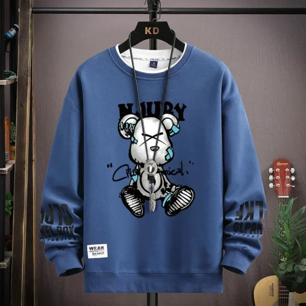 Cool Bear Print Men's Sweatshirt | Khaki O-Neck Long Sleeve T-Shirt | Autumn Fashion | Harajuku Design 3