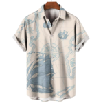 Men's Short Sleeve Nautical Compass Anchor Print Shirt - Summer Fashion Casual Loose Fit Top - S-5XL 6