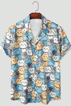 Men's 3D Cat Hawaiian Shirt - Summer Fashion, Short Sleeve 2