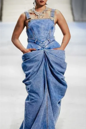 Plus Size Denim Dress | Blue Overalls Skirt | Women's Fashion | Four Seasons 2