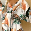 Bohemian Print Mini Dress | Women's Summer Beach Dress | V-Neck, Batwing Sleeve 3