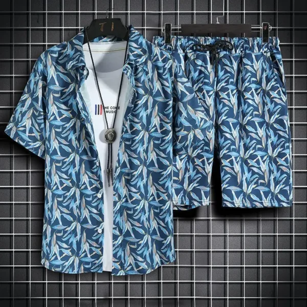 Men's Quick Dry Hawaiian Shirt and Shorts Set - 2-Piece Beach Outfit - Summer Fashion 3