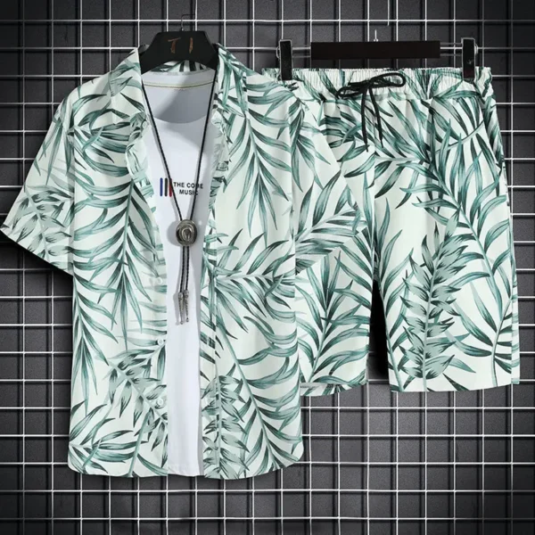 Men's Quick Dry Hawaiian Shirt and Shorts Set - 2-Piece Beach Outfit - Summer Fashion 4
