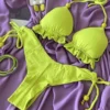 2023 New Sexy Triangle Bathing Suit for Women Brazilian Bikinis Halter Swimwear Push Up Swimsuit Beach Bikini Set 6