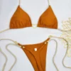 New Solid Color White Bikini Women suit Low Waist Lace-up Fashionable Swimsuit Two-piece Set 6