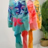 V-neck Bat Sleeve Maxi Pleated Dress 2023 Summer New Women's Elegant Retro Style Print Festival Dresses 4