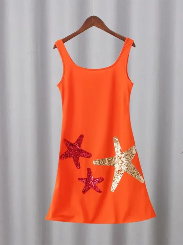 Chic Sparkling Star Print Ruffle Women Mini Dresses Elegant Sleeveless Backless Pleated Knit Prom Dresses 2025 Female Party 6