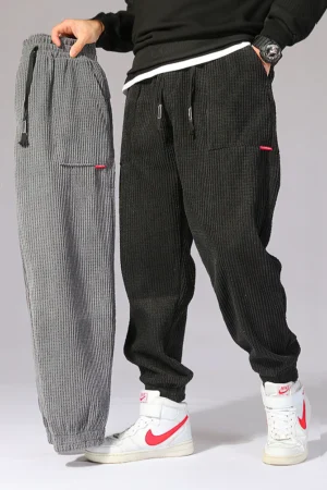 Baggy Corduroy Harem Pants Men | Solid Color Loose Sweatpants | Winter Casual Trousers