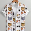 Unisex Men's Cute Cat Print 3D Printing Short Sleeve Hawaiian Shirt | Casual Harajuku Fashion 3