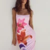 Summer Floreal Print Long Dress For Women Gown New Spaghetti Strap Sleeveless Backless Bodycon Sexy Midi Dress Elegant 4