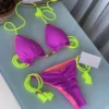 New Women Bikini Backless Rope Triangle Swimsuit Multicolor 3