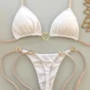 New Solid Color White Bikini Women suit Low Waist Lace-up Fashionable Swimsuit Two-piece Set
