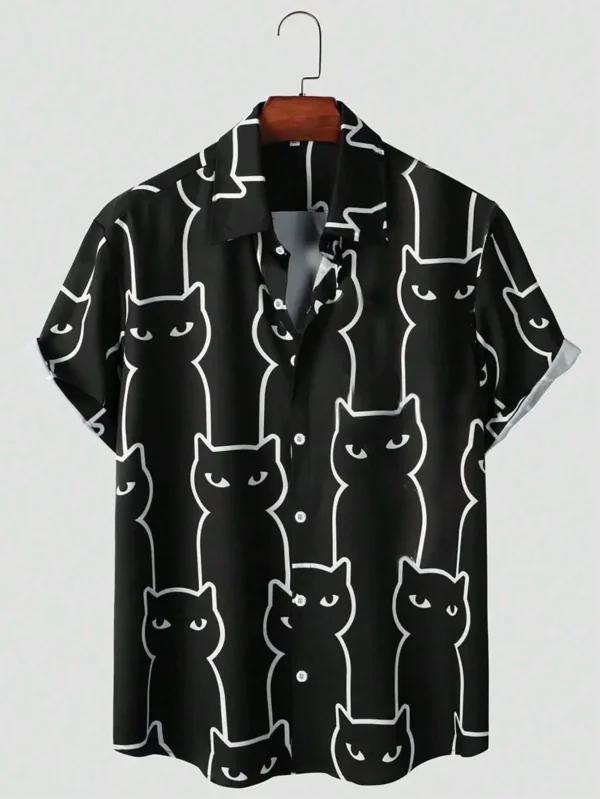 Unisex Men's Cute Cat Print 3D Printing Short Sleeve Hawaiian Shirt | Casual Harajuku Fashion 4