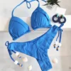 2023 New Sexy Triangle Bathing Suit for Women Brazilian Bikinis Halter Swimwear Push Up Swimsuit Beach Bikini Set 4