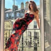 Flowers Print Spaghetti Strap Dresses Women Temperament Package Hip Bodycon Long Dress Fashion Sexy Backless Lady Slim Vestidos 6