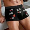 Men's Black Boxer Shorts With I Love My Wife" Print Comfortable Breathable Underpants Underwear