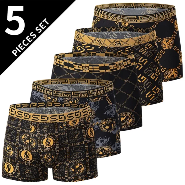 5 /10 Pack Men's Black Gold Printed Boxer Underwear Comfortable And Versatile Plus Size Sexy Young Men's Leisure Sports Beach sh 2
