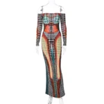Trendy Tie Dye Bodycon Maxi Dress - Sexy Y2K Long Sleeve Backless Party Dress 6