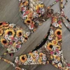 Sexy Micro Bikini Set 2024 New Swimsuit Women Feather Print Bandage Swimwear Female Bathing Suit 4