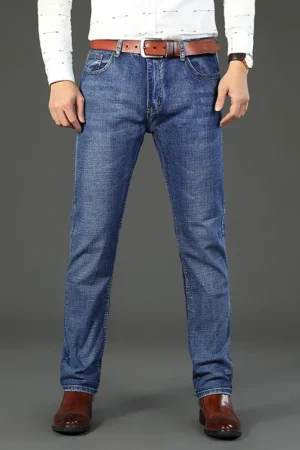 Classic Fit Blue Stretch Denim Jeans for Men | Spring & Autumn Business Style 2
