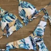 Sexy Micro Bikini Set 2024 New Swimsuit Women Feather Print Bandage Swimwear Female Bathing Suit 5