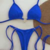 New Solid Color White Bikini Women suit Low Waist Lace-up Fashionable Swimsuit Two-piece Set 5