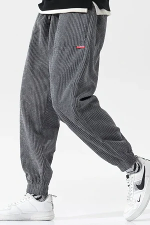 Baggy Corduroy Harem Pants Men | Solid Color Loose Sweatpants | Winter Casual Trousers 2