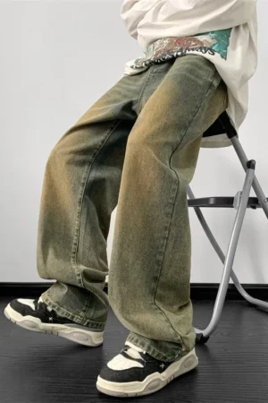 Men's Wide Leg Denim Pants | 2024 Loose Fit Jeans | Harajuku Streetwear Trousers